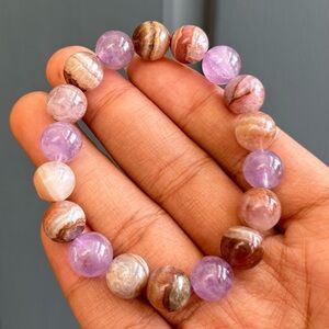10mm Amethyst Agate Crystal Bracelet